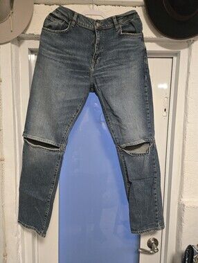 Zara Men's Blue Denim Jeans with open Knee Panels